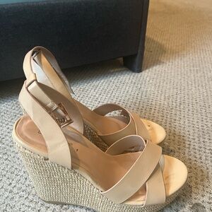 Elegant Cream Wedge Sandals